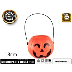 Large 18cm Orange Pumpkin Bucket for Halloween Holiday Decorations Item #70103