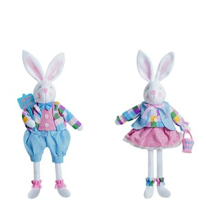 Duoyou Easter Day New Design Rabbit Dolls with Sign or Basket Hot Sale Holiday Party Decor