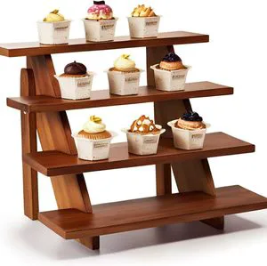 Rewood 5-Layer White Modern Wooden Cupcake Tower | Wood Display Shelf For Dessert Party Wedding