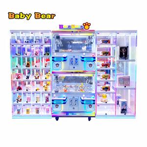 Commercial Grade 4 Players Mini Crane Machine | Matching Grid Cabinet With Secure Lock System | Multi-Layer Clear Prize Display