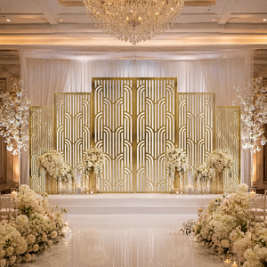 Events Props Royal Metal Stainless Steel Gold Frame Wedding Backdrop for Wedding Party Stage Decoration