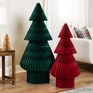 Large Size 90/120/150cm Paper Honeycomb Tree Christmas Festival Tree Hanging Ornaments with Magnets Xmas Home Decorations