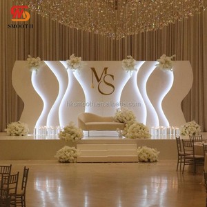 SMOOTH HOT Selling Luxury Hotel Wedding Reception Decoration White PVC Acrylic LED Stage Backdrop