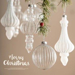 Winter Clear White Glass Christmas Ball Ornaments Decor Christmas Tree Ornaments for Xmas Decoration