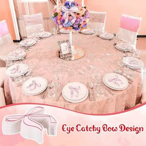 Pink Bow Place Cards for Table Setting Coquette Bow Party Decorations Blank Seat Assignment Name Cards for Baby Shower