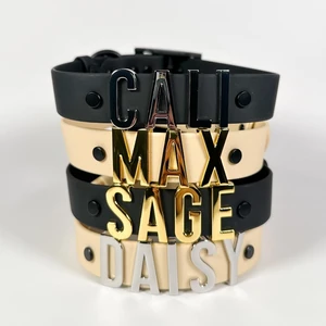 Personalized PVC Dog Collar Name Initial Letters Charm Leather Wristband Bracelet For DIY Jewelry Making