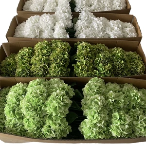 Wholesale Handmade Modern Green Hydrangea Large Heads Artificial Silk Single Stem Faux Flowers For Wedding Home PArty Decoration