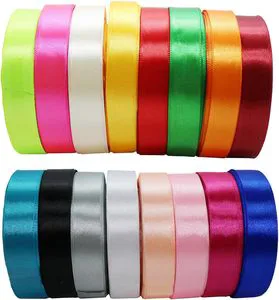 Single Double Face Satin Ribbon Multi-size Solid Colors Factory Wholesale for Christmas Scene Ornament Valentine Gift Decoration