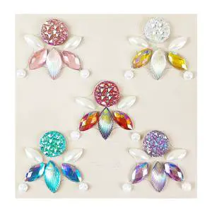 Temporary Festival and Party Set Adhesive Rhinestone Face and Body Art Jewels Rainbow Flower Tattoo Stickers