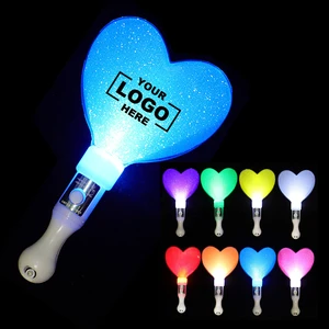 Custom Logo Heart Shaped LED Glow Sticks for Concert Parties Light Soft Wedding Glow Sticks for Party Decorations