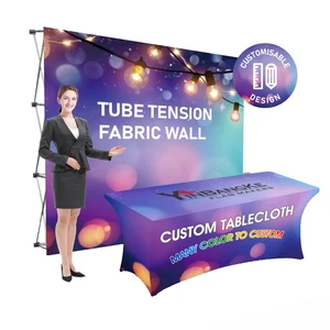 Custom Factory Fast Shipping Tablecloth For Business Advertising Wedding Birthday Table Cover With Tent Or Backdrop