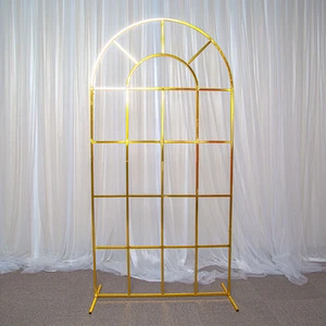 Popular Golden Flower Hanging Display Metal Stand Wedding Scene Event Backdrop Metal Frame for Floral Grid Stage Props Decor