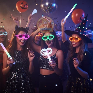 2026 New Year Halloween Party LED Flashing Eyeglasses Plastic Novelty Light Glasses NEW ARRIVALS Diwali Thanksgiving Christmas