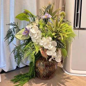 Wholesale White Green Plant Series Silk Floral Arrangement Matching Single Stem Artificial Flower For Wedding Home Decoration