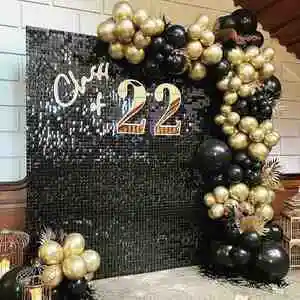 18 and 36 Panels Square Sequin Shimmer Wall Backdrop, Photo Backdrops for Birthday Anniversary Wedding Graduation Party Decor