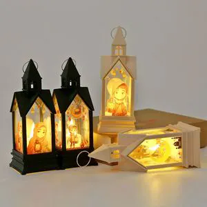 DAMAI Muslim Eid Mubarak Party Supplies Arabic LED Hollow Star Moon Electronic Candle Ramadan Lanterns Ramadan Decorations 2025