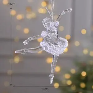 Ballerina & Acrylic Snowflake Ornaments Set, 3D Ballet Girl with Snowflakes Christmas Decor, Shatterproof Hanging Pendants Bulk