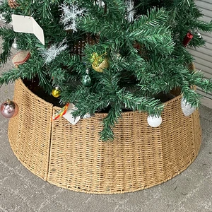 Retro Round Retro Christmas Tree Skirt Xmas Trees Foot Decor Collar Stand and Accessories
