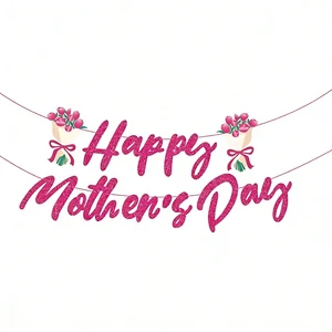 Happy Mother's Day Paper Flag Set Custom Design for Women's Day Party Decoration Hanging Banner