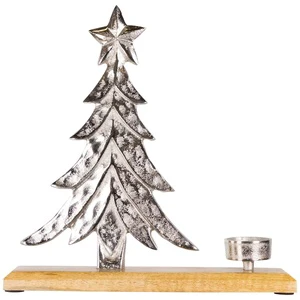 Handmade Aluminum Christmas Tree Stand with Tea Light Wooden Base Customizable for Home or Hotel Decor Low MOQ