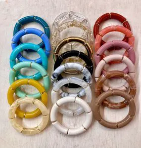 Handcrafted Stylish Resin Elastic Bracelet for Women Classic Party Accessories Bangles Type