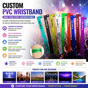 Personalized PVC ID Bracelets, Adjustable Waterproof Event Bands for Parties, Music Festivals, Sports, Staff, VIP