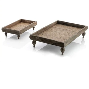 Wedding Party Tabletop Decorating Catering Serving Handmade Decorative Set Of Two Wooden Server Tray Restaurant & Catering