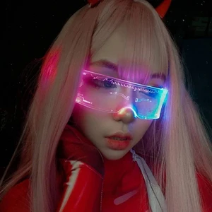2021 Cheer Colorful Nightclub Cool 180 Glass Clamp Oculos Rimless Gafas Tech Atmosphere Dance Punk Glowing Bar Led Party Glasses