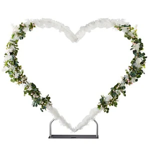 Tension Fabric Display Heart Shaped Arch Frame, Knockdown Assembly - Silver Wedding Backdrop Stand