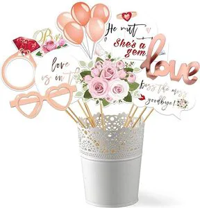 Nicro 23pcs Wedding Bridal Shower Photo Booth Props Bride to Be Champagne Gold Bachelorette Party Supplies Photo Props