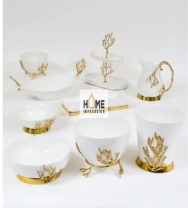 White & Gold Decor Bowls & Trays