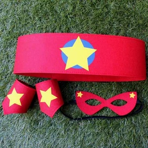 Superhero Eco-friendly Polyester Felt Belt Wrist Cuffs Set Customized Size Pantone Color Halloween Masquerade Party Masks