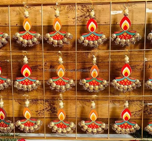 Wooden Diya Wall Hangings Diwali Navratri Ganpati Decor Home Decor Pooja Room Door hanging Wedding Backdrop Party Props Hanging