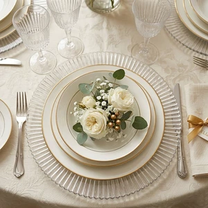 Elegant Clear Glass Charger Plate For Wedding Table Decoration Round Transparent Serving Tray For Party Events And Hotel