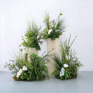 Greenery Artificial Grass Wedding Decor Set White Floral Arrangements Table Centerpieces for Outdoor Aisle Runner Ceremonies
