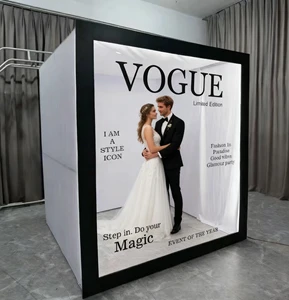 Hot-selling Customizable Curtain-style Magazine Box Photo Booth For Weddings Parties Walk-in With Light Backdrops Factory Price