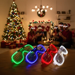 Cold Light EL Fluorescent Glow Dark Plastic Square Heart Frame Sunglasses Kids Adults Birthday Wedding Christmas New Year