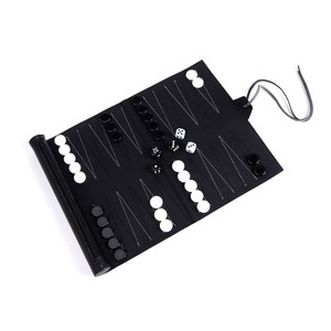 Travel Roll up Backgammon Party Games Portable PVC Leather Backgammon Board Game Set