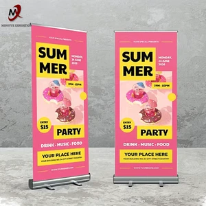 Custom Printed Portable Aluminum Roll Up Banner Stand Frame With Telescopic Pole For Retractable Advertising & Events