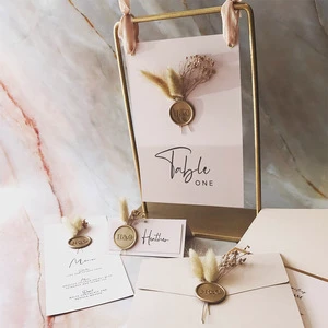 Dried Flowers Blush Pink Wedding Seating Table Names Card Number Place Cards