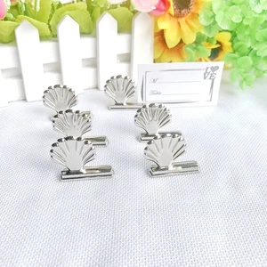 European Creative Wedding Decorations Dropshipping Scallop Seat Clip Silver Seashell Card Holder Photo Place Cards Table Numbers