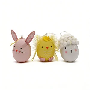 3pcs/Box Easter Hanging Egg Rabbit Toy Decoration 3D Plastic Easter Bunny Sheep Chick Kit Holiday Supplies
