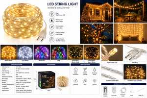 Warm White RGB Copper LED String Light 10M Waterproof Twinkle Light for Indoor Outdoor Home Garden Wedding Christmas Decor