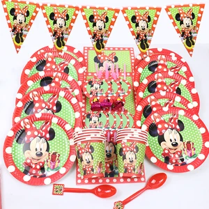 Wholesale Good Price Red Minnie Mickey Party Supplies Party Decorations Disposable Tableware Paper Plate, Cups