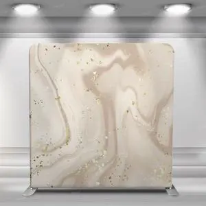 Custom 7.6x7.6ft Beige Marble Tension Fabric Display Double Sided Pillow Case Backdrop Banner Wedding Event Backdrop