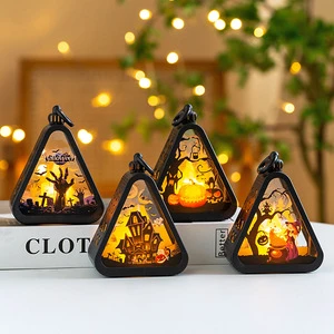 Portable Resin Pumpkin Lantern for Halloween Indoor/Outdoor Desktop & Party Decoration Holiday Gift