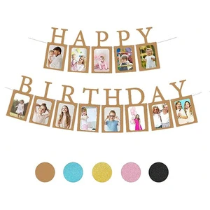 Wind Style Pull-Up Banner Photo Backdrop, Happy First Birthday Wall Background for Party Decoration Props