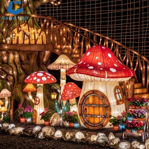 Custom Fantasy Mushroom House Light Displays One-Stop Lantern Installation for Seasonal Light Festivals