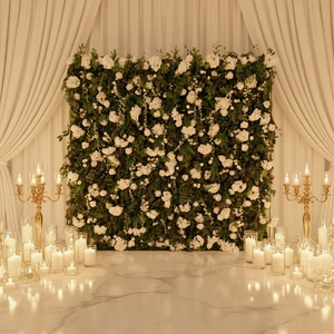 Factory Custom White and Green Pink Flower Wall Background Decoration 3d Wedding Decor Backdrop