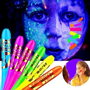 Halloween Professional Face Painting Pen Glow in the Dark Body Paint Luxury 6 Colors Kids Party Artist Water-proof Pen Packaging
